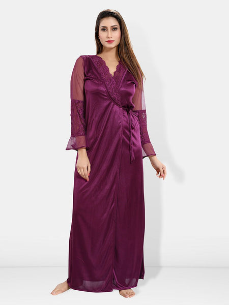 Be You Shoulder Straps Satin Maxi Nightdress With Robe