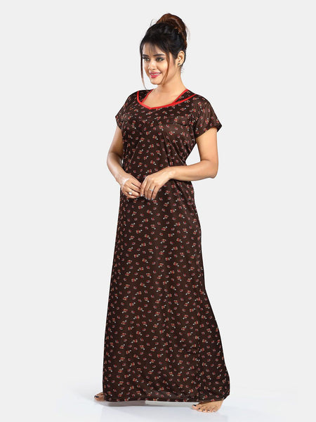 Be You Floral Printed Satin Maternity Maxi Nightdress