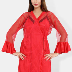 Be You Shoulder Straps Satin Nightdress With Robe