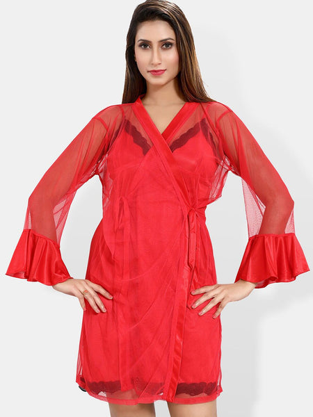 Be You Shoulder Straps Satin Nightdress With Robe