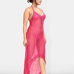 Be You Self Design Net Halter Neck Baby Doll With Brief
