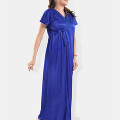 Be You Shoulder Strap Neck Satin Night Suit With Robe