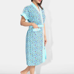 Be You Women Printed Cotton Anti-bacterial Super Soft Bath Robe With Belt