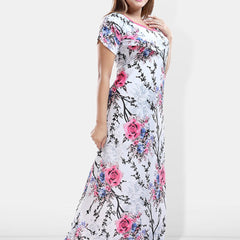 Be You Floral Printed Satin Maternity Maxi Sweat Nightdress