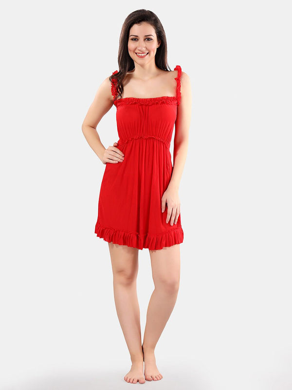 Be You Shoulder Strap Baby Doll Dress With Thong