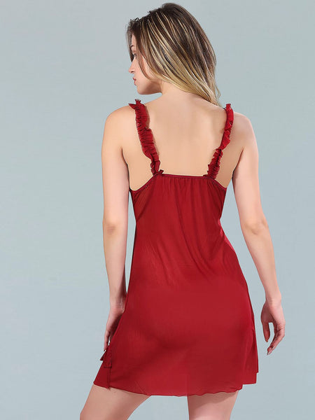 Be You Maroon Net Baby Doll