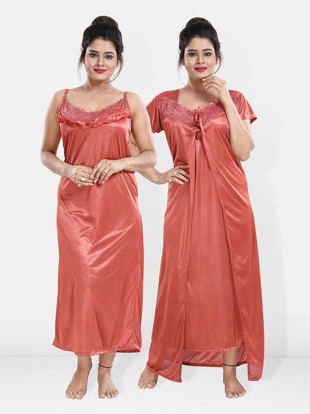 Be You Maxi Satin Wrap Nightdress With Robe