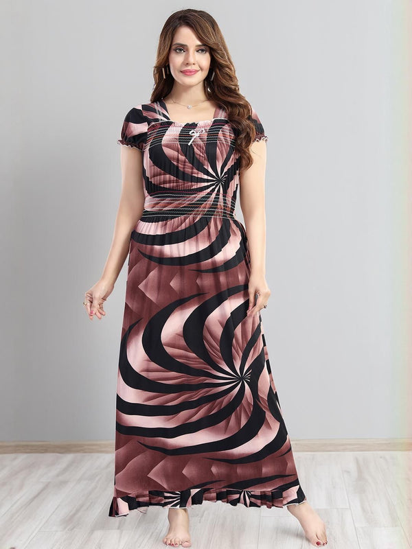 Be You Printed Square Neck Maxi Nightdress