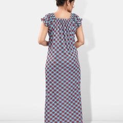 Be You Floral Printed Square Neck Maxi Satin Nightdress