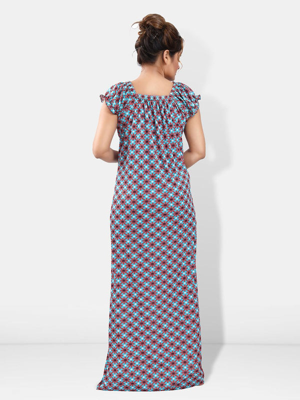Be You Floral Printed Square Neck Maxi Satin Nightdress