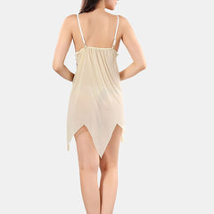 Be You Net Self Design Baby Doll Dress With Thong