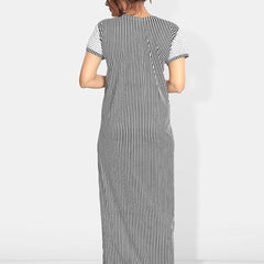Be You Striped Maxi Satin Maternity Sweat Nightdress