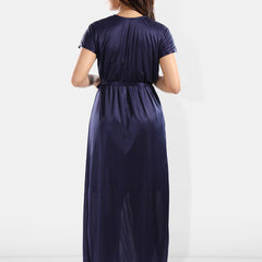 Be You Shoulder Straps Laced Nightdress With Satin Robe And Briefs