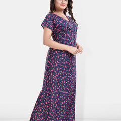 Be You Floral Printed V-Neck Satin Maternity Maxi Nightdress