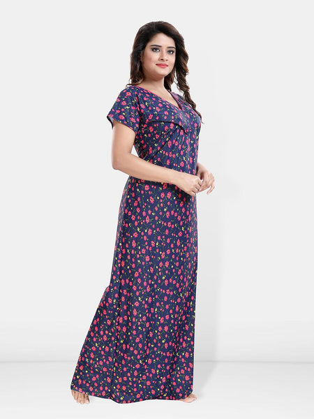 Be You Floral Printed V-Neck Satin Maternity Maxi Nightdress