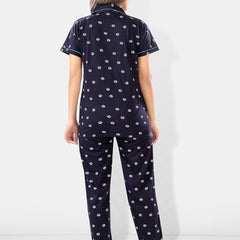 Be You Women 2 Black & White Conversational Printed Night suit