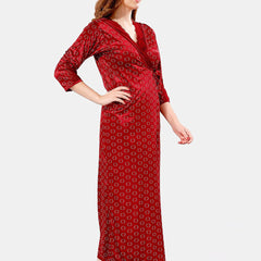 Be You V Neck Lace Satin Maxi Nightdress With Robe