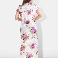 Be You Printed Round Neck Satin Maxi Nightdress With Robe