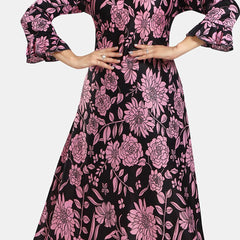 Be You Floral Printed V-Neck Satin Maxi Nightdress