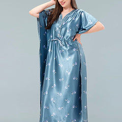 Be You Blue Printed Maxi Kaftan Nightdress