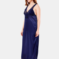 Be You V Neck Lace Satin Maxi Nightdress With Robe