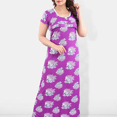 Be You Floral Printed Satin Maternity Maxi Sweat Nightdress