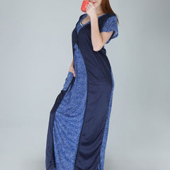 Be You Women Printed Satin Maxi Nightdress