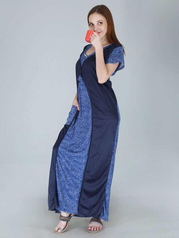 Be You Women Printed Satin Maxi Nightdress