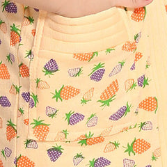 Be You Strawberry Print Cream Conversational Cotton Drawstring Knee Length Bath Robe