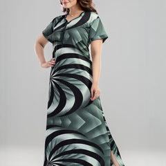 Be You Sarina Satin Spiral Printed Maxi Nightdress