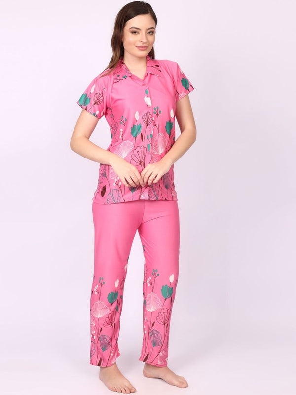 Be You Women Floral Printed Top & Pyjama Night suit