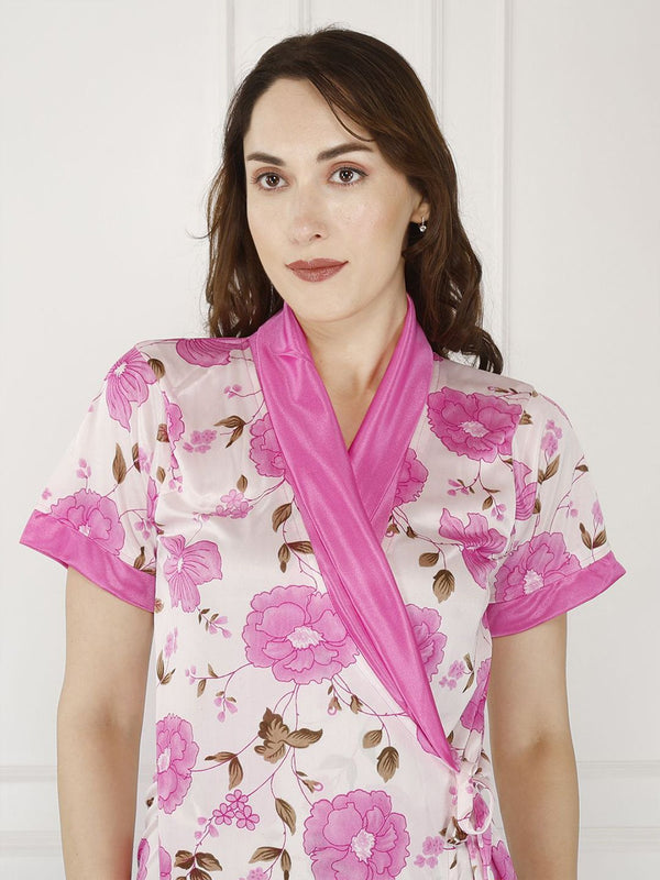 Be You Women Floral Printed Maxi Wrap Nightdress
