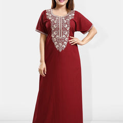 Be You Embroidered Yoke Design Maxi Nightdress