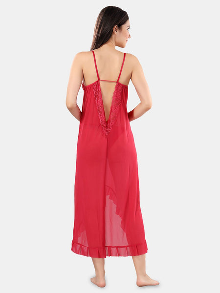 Be You Net Self Design Baby Doll Dress With Thong