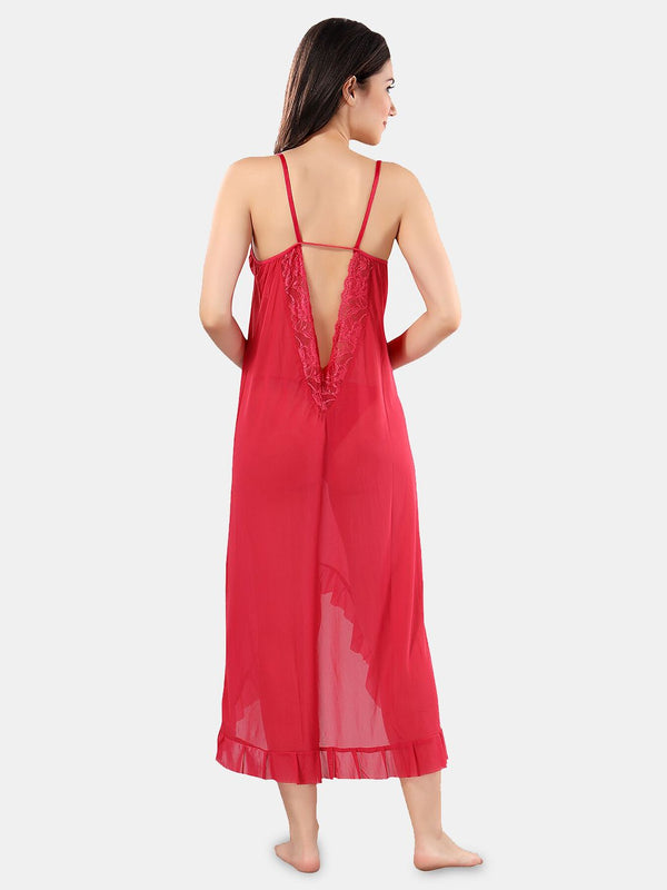 Be You Net Self Design Baby Doll Dress With Thong