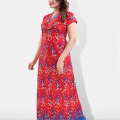 Be You Polka Dots Printed Satin Maxi Feeding & Maternity Nightdress