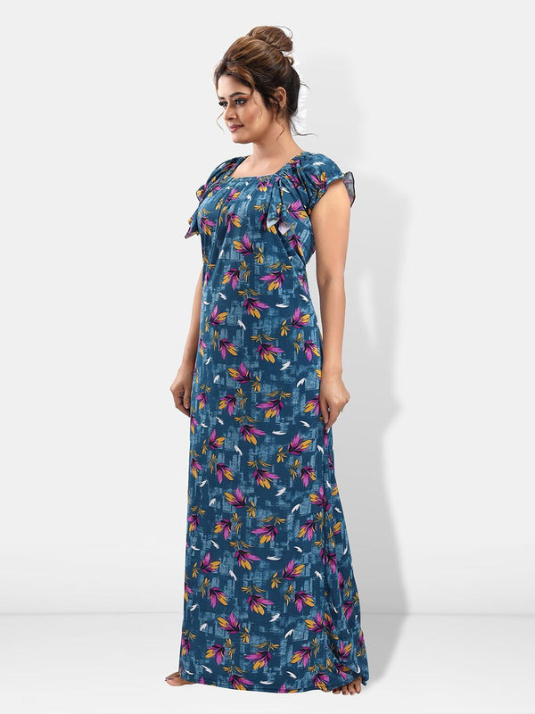 Be You Floral Printed Satin Maxi Nightdress