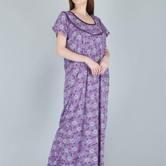 Be You Women Printed Maternity Maxi Nightdress