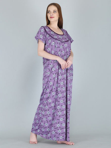Be You Women Printed Maternity Maxi Nightdress
