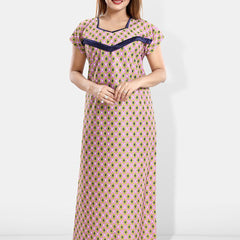 Be You Floral Printed Square Neck Satin Maternity Maxi Nightdress