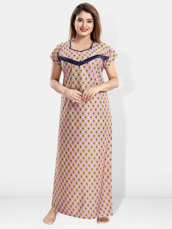 Be You Floral Printed Square Neck Satin Maternity Maxi Nightdress