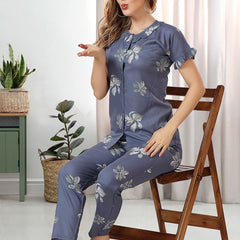 Be You Floral Printed Shirt And Pyjama Night Suit
