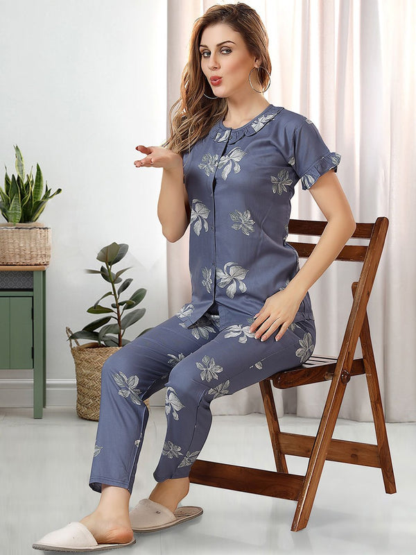 Be You Floral Printed Shirt And Pyjama Night Suit