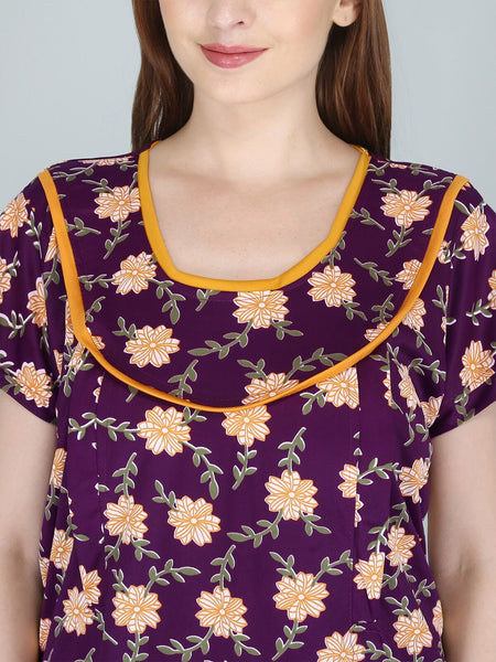 Be You Women Printed Maternity Maxi Nightdress