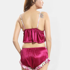 Be You Floral Printed 5 Pieces Satin Nightdress
