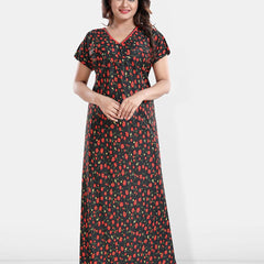 Be You Printed Satin V-Neck Maternity Maxi Nightdress