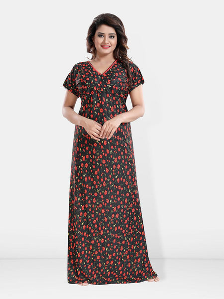 Be You Printed Satin V-Neck Maternity Maxi Nightdress