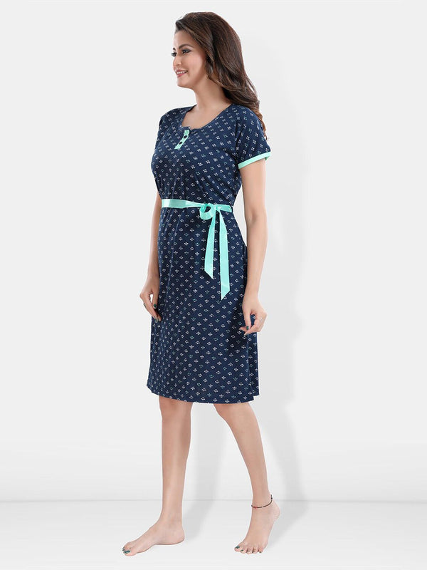 Be You Ethnic Motifs Printed Round Neck T-Shirt Nightdress