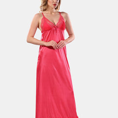 Be You V Neck Lace Up Details Satin Maxi Nightdress With Robe