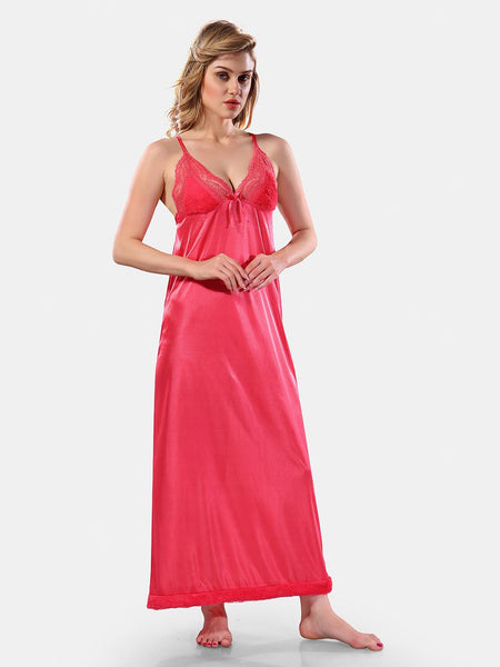 Be You V Neck Lace Up Details Satin Maxi Nightdress With Robe